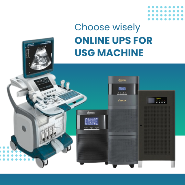 ttribute: alt="Microtek online UPS for USG machine in clinic"