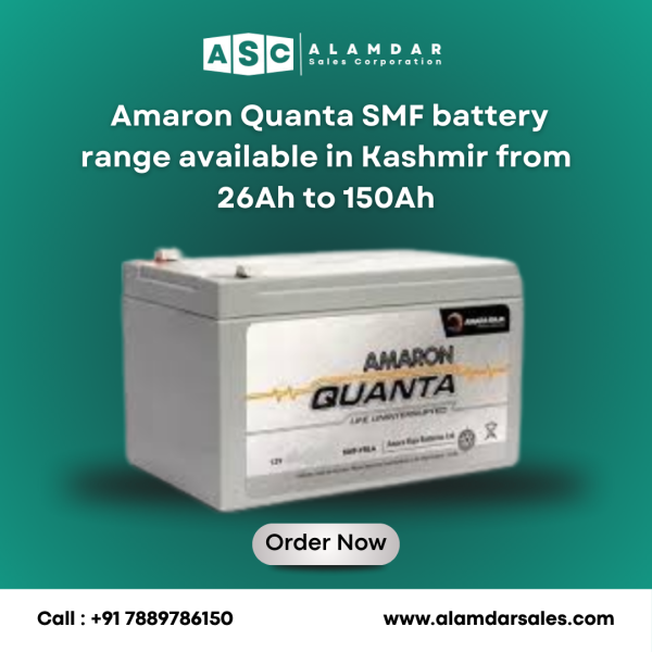 Amaron Quanta SMF battery range available in Kashmir from 26Ah to 150Ah