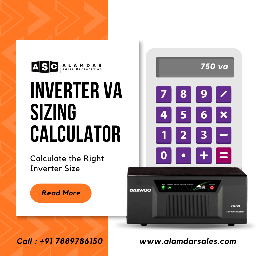 Inverter VA sizing calculator tool to estimate the correct inverter size for home power backup