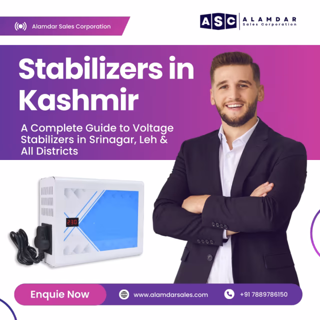 "Stabilizers in Kashmir – Voltage stabilizers for homes, offices, and industries across Srinagar, Leh, and all districts, supplied by Alamdar Sales Corporation"