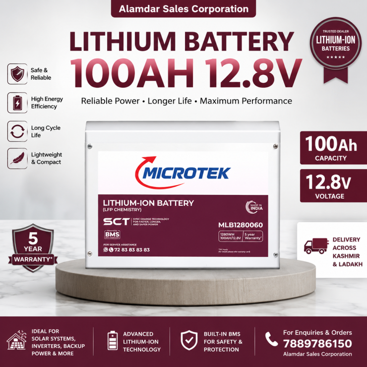 Lithium Battery 100Ah 12.8V in Srinagar - Alamdar Sales Corporation call 7889786150